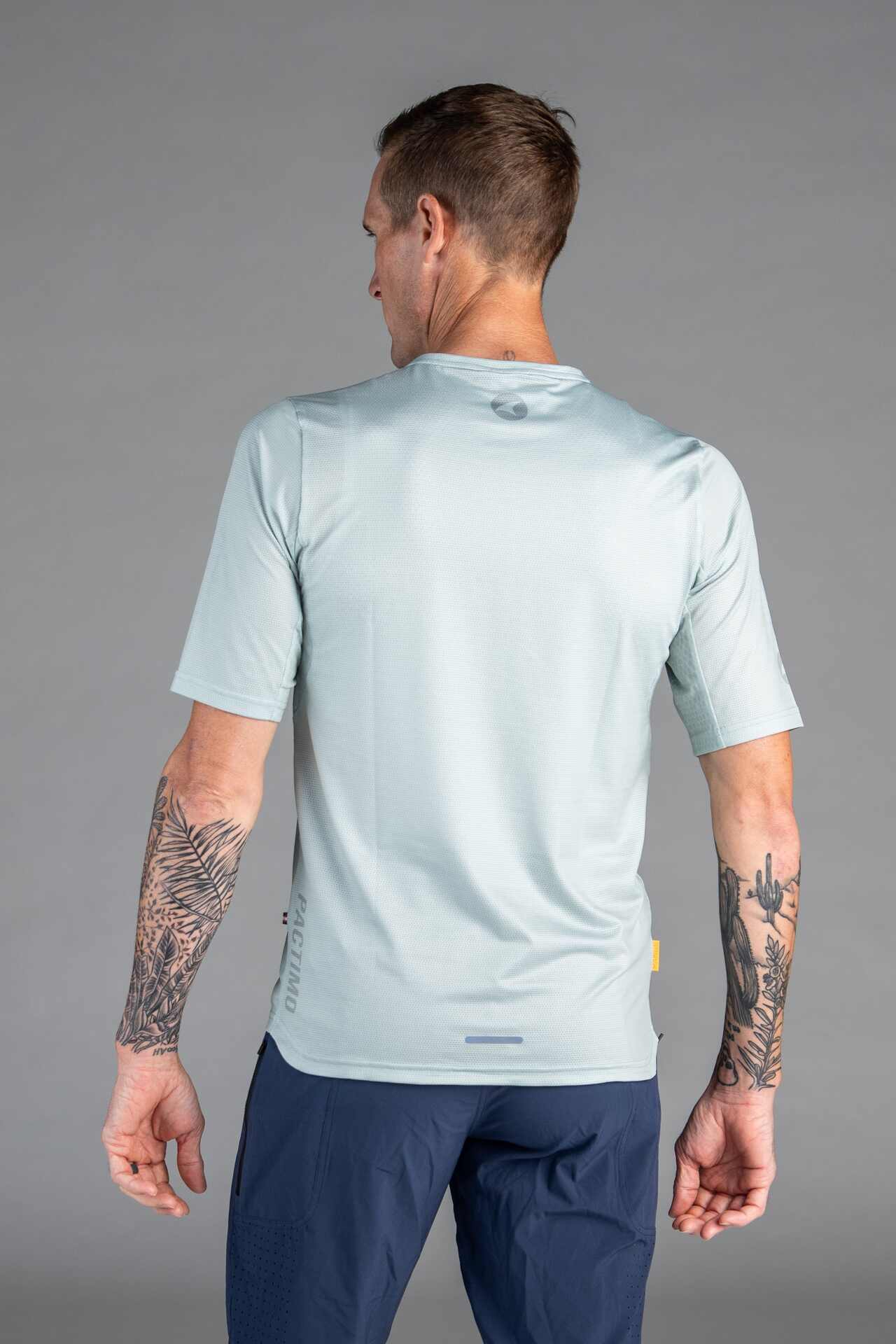 Men's Light Sage Green Mountain Bike Tee - Back View