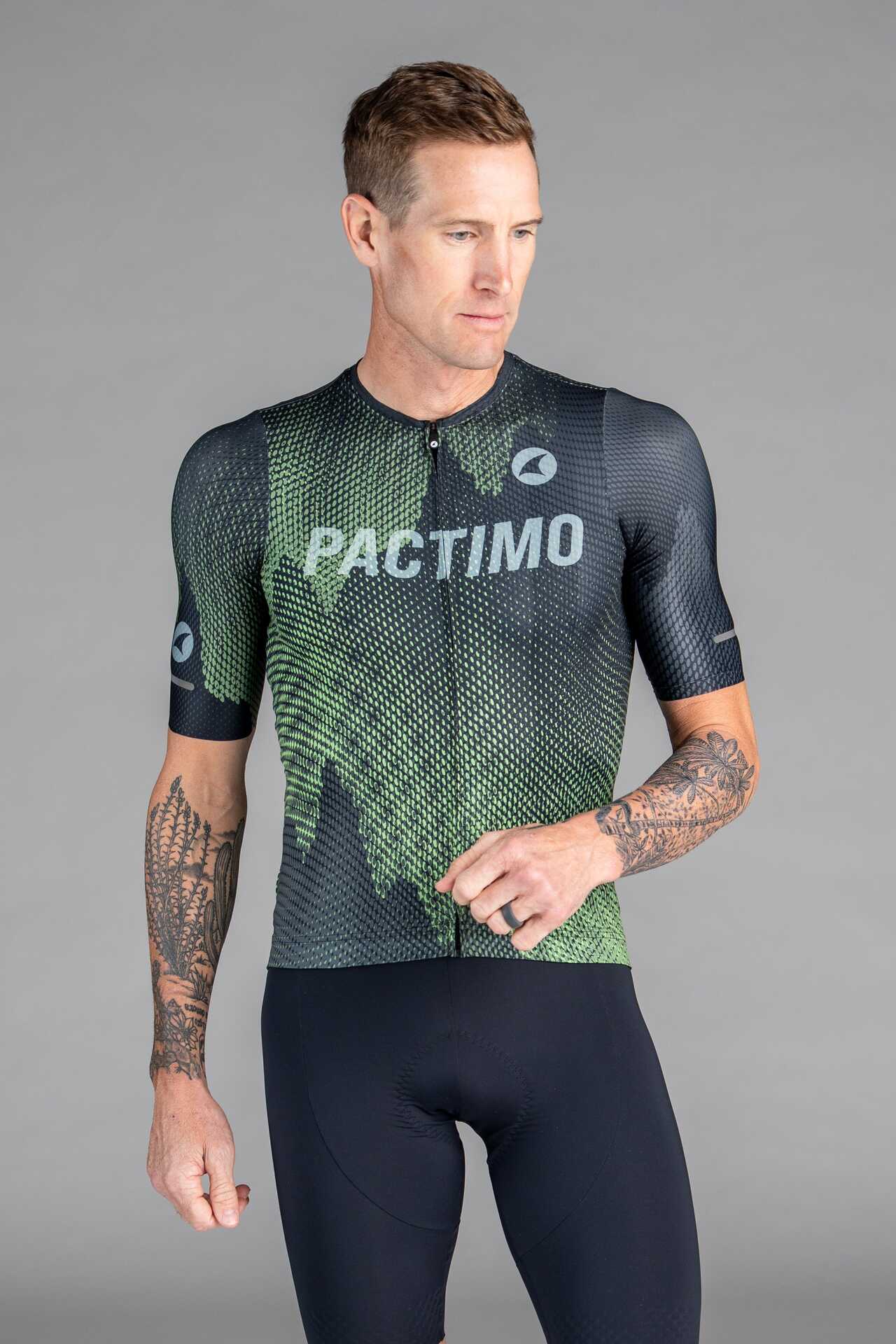 Men's Black and Green Summit Aero Cycling Jersey - Front View