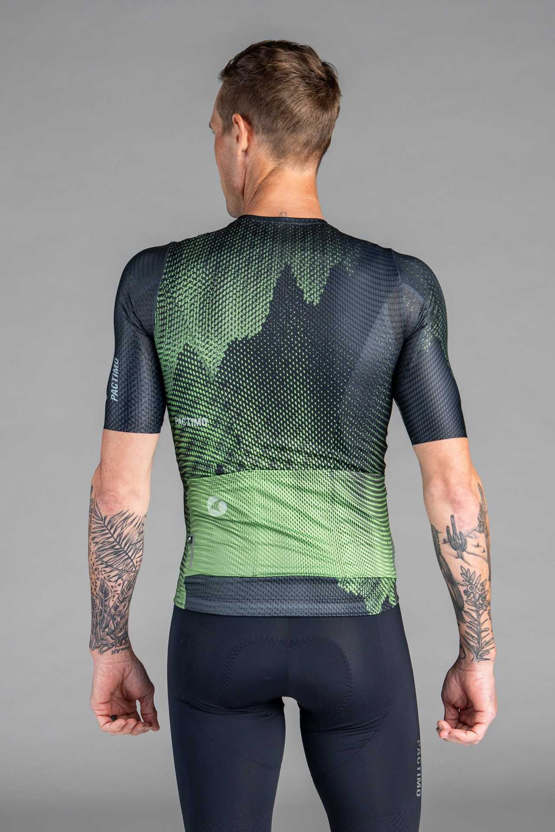 Men's Black and Green Summit Aero Cycling Jersey - Back View