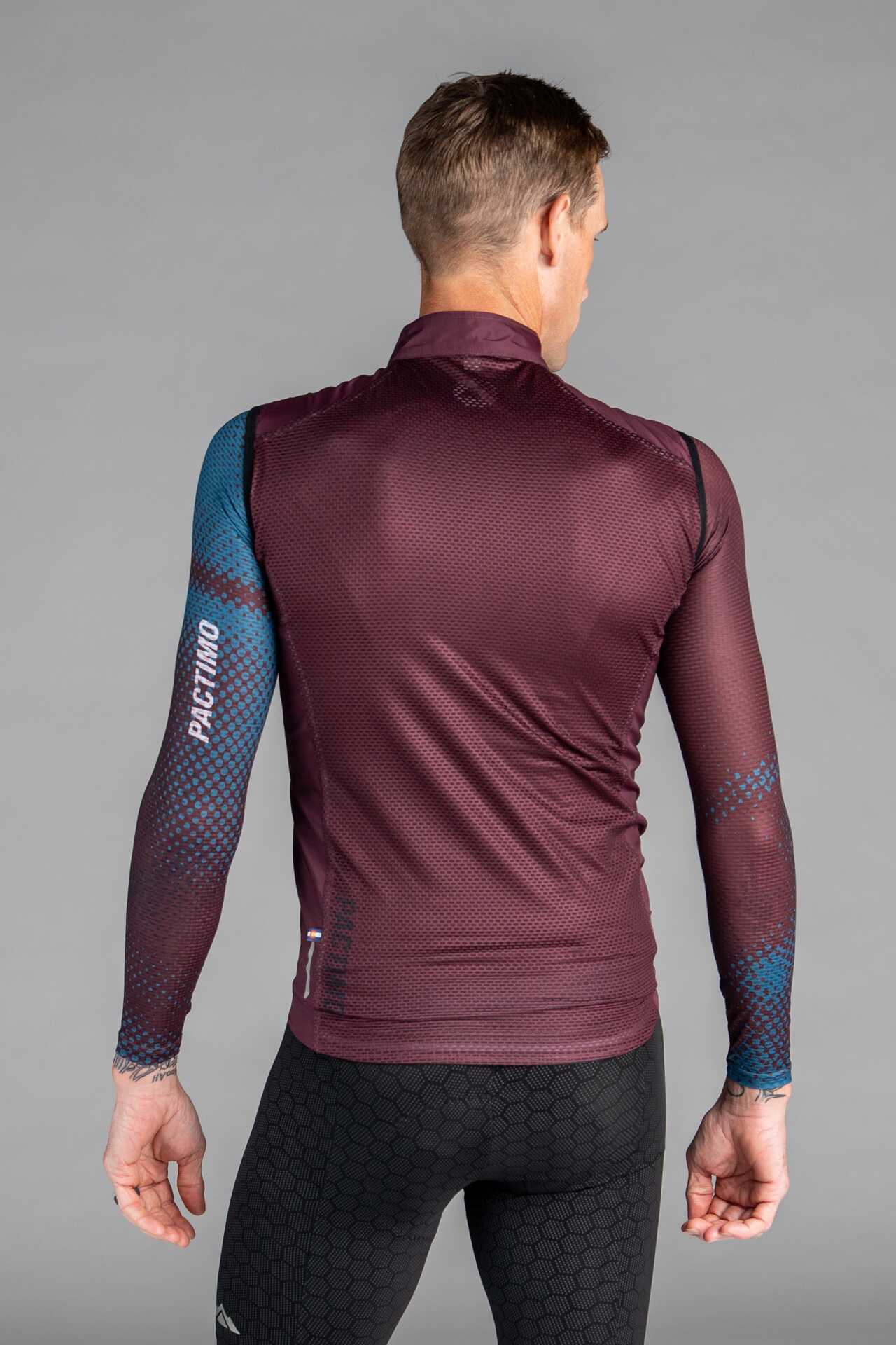 Men's Maroon Packable Cycling Wind Vest - Back View