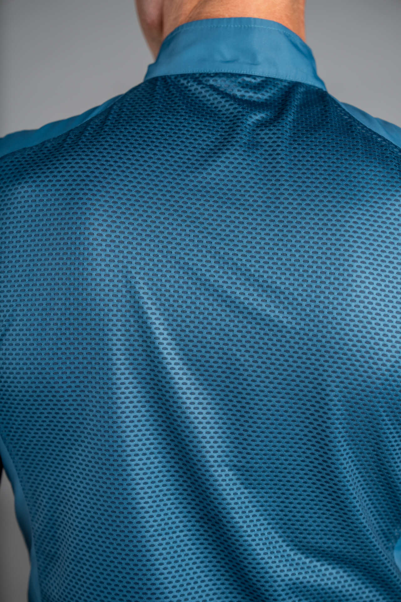 Men's Teal Packable Cycling Wind Vest - Collar and Mesh Back