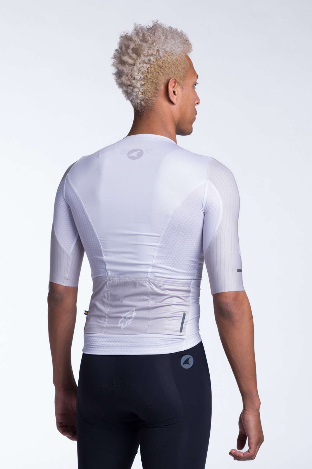 Men's White Aero Cycling Jersey - Flyte Back View