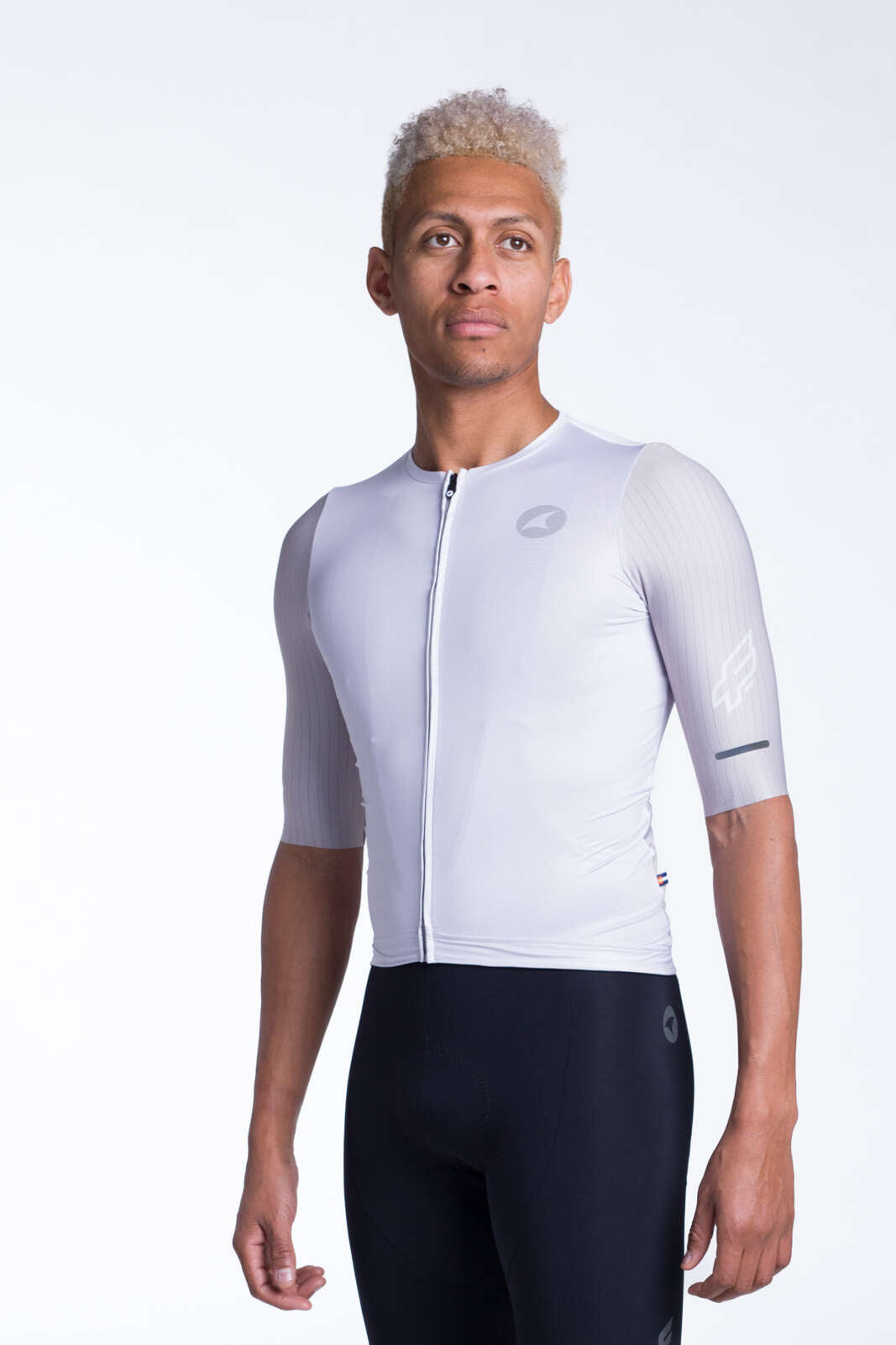 Men's White Aero Cycling Jersey - Flyte Front View