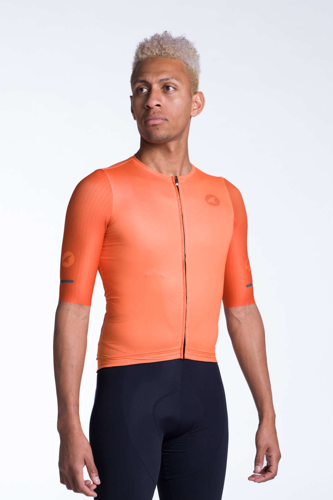 Men's Orange Aero Cycling Jersey - Flyte Front View