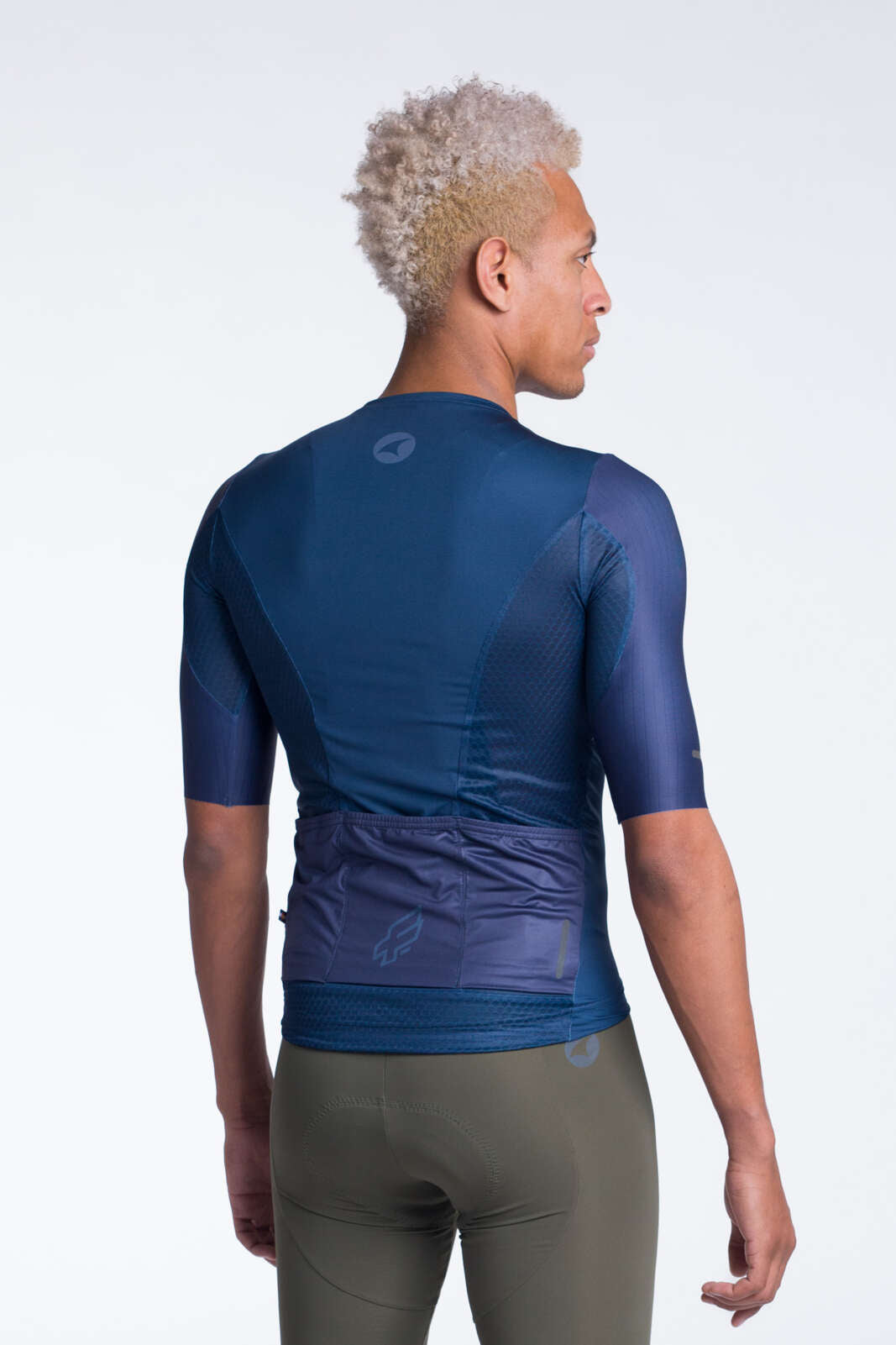 Men's Navy Blue Aero Cycling Jersey - Flyte Back View