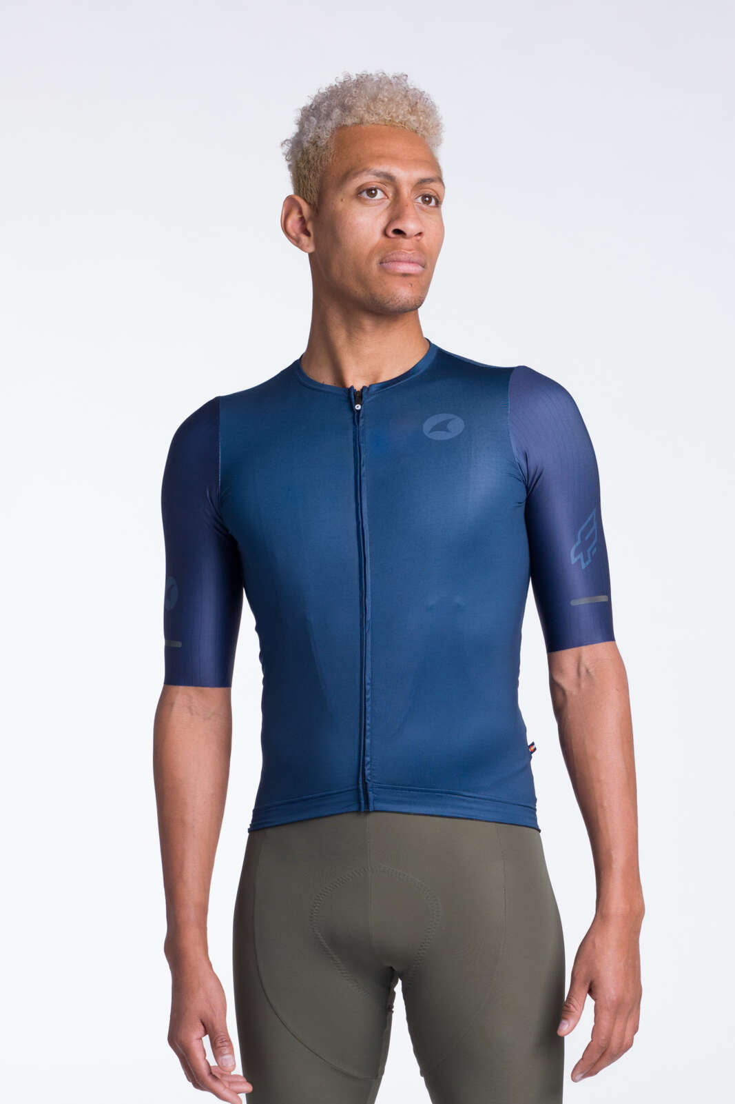 Men's Navy Blue Aero Cycling Jersey - Flyte Front View
