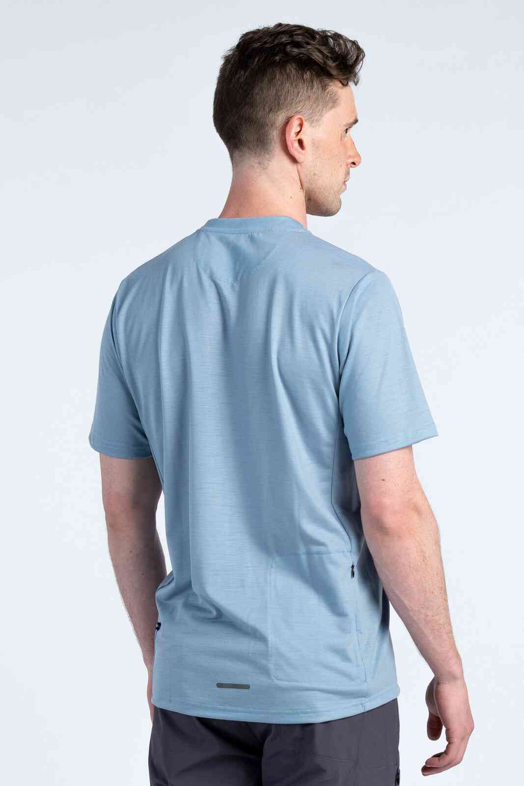 Light Blue MTB Shirt for Men, Merino Wool Henley