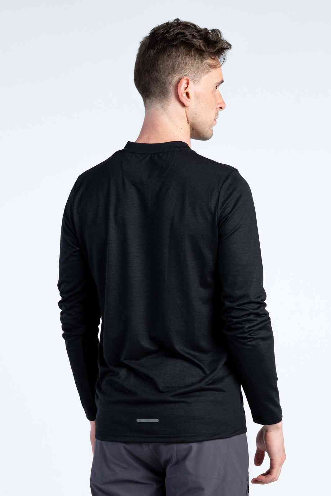 Men's Black Long Sleeve MTB Shirt - Back View 