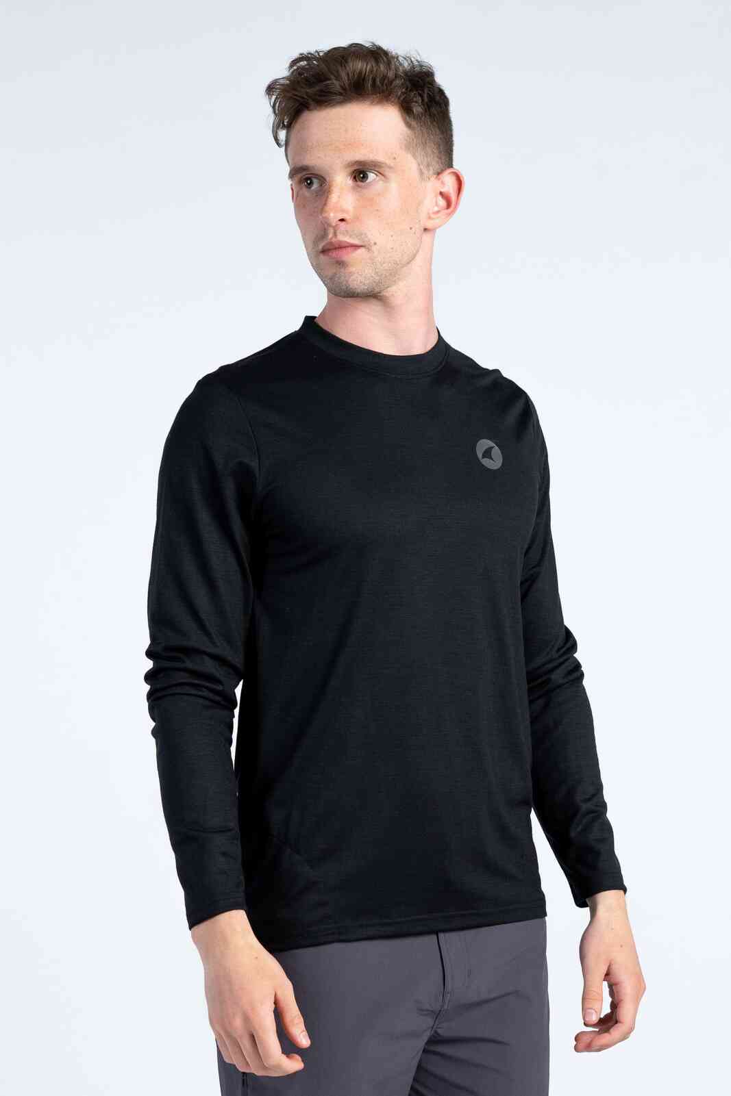 Men's Black Long Sleeve MTB Shirt - Front View 