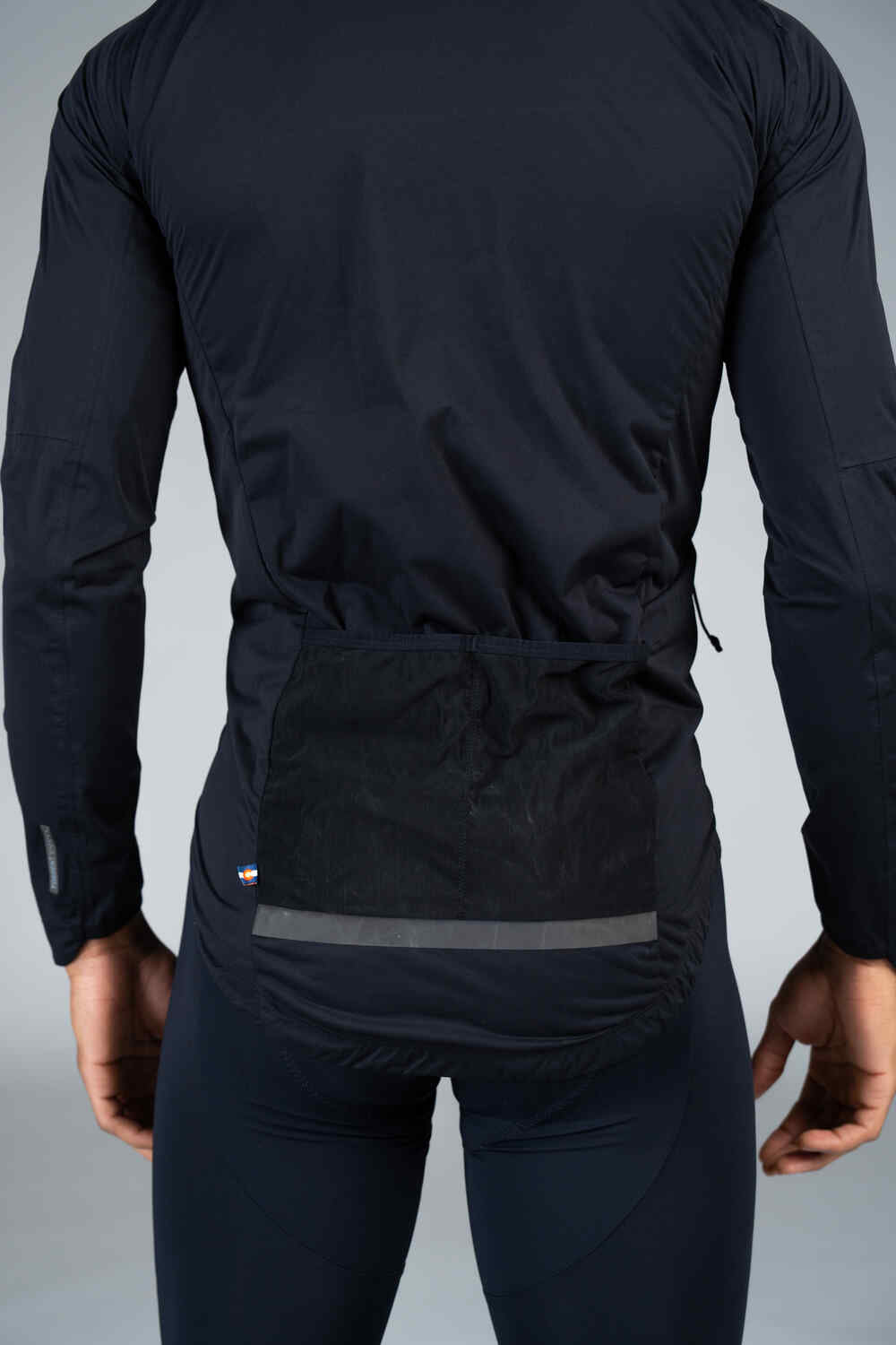 Men's Black Waterproof Cycling Rain Jacket - Back Pockets