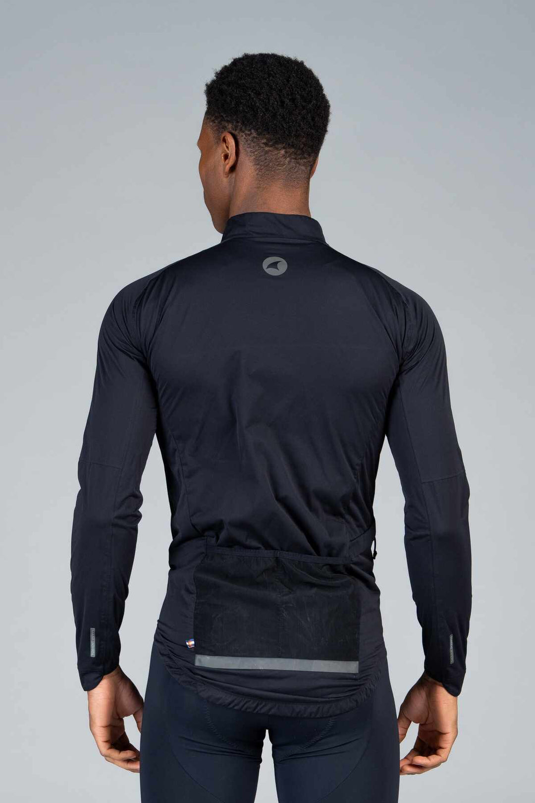 Men's Black Waterproof Cycling Rain Jacket - Back View