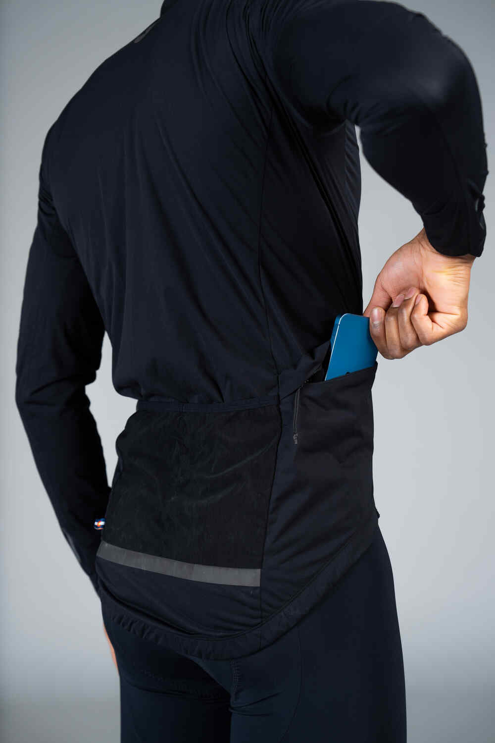 Men's Black Waterproof Cycling Rain Jacket - Side Pocket