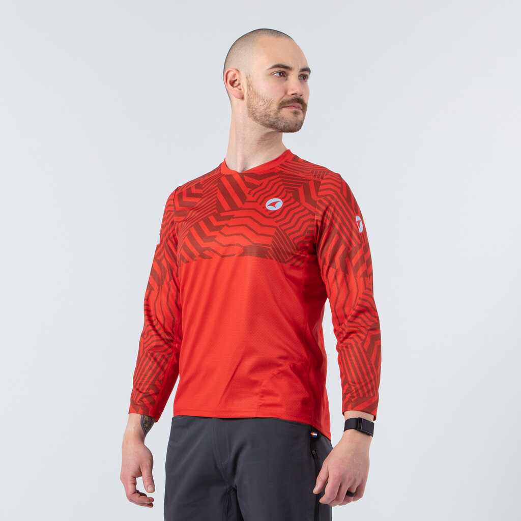 Men's Red MTB Jersey - Terrain 3/4 Sleeve