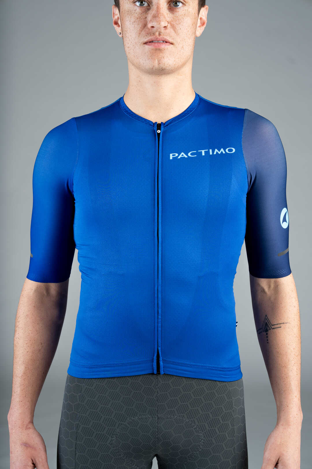 Men's Blue Summit Aero Cycling Jersey - Front Close-Up