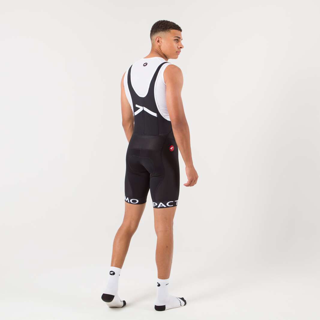 Men's Mountain Bike Bib Short Liner - on body Back Right View