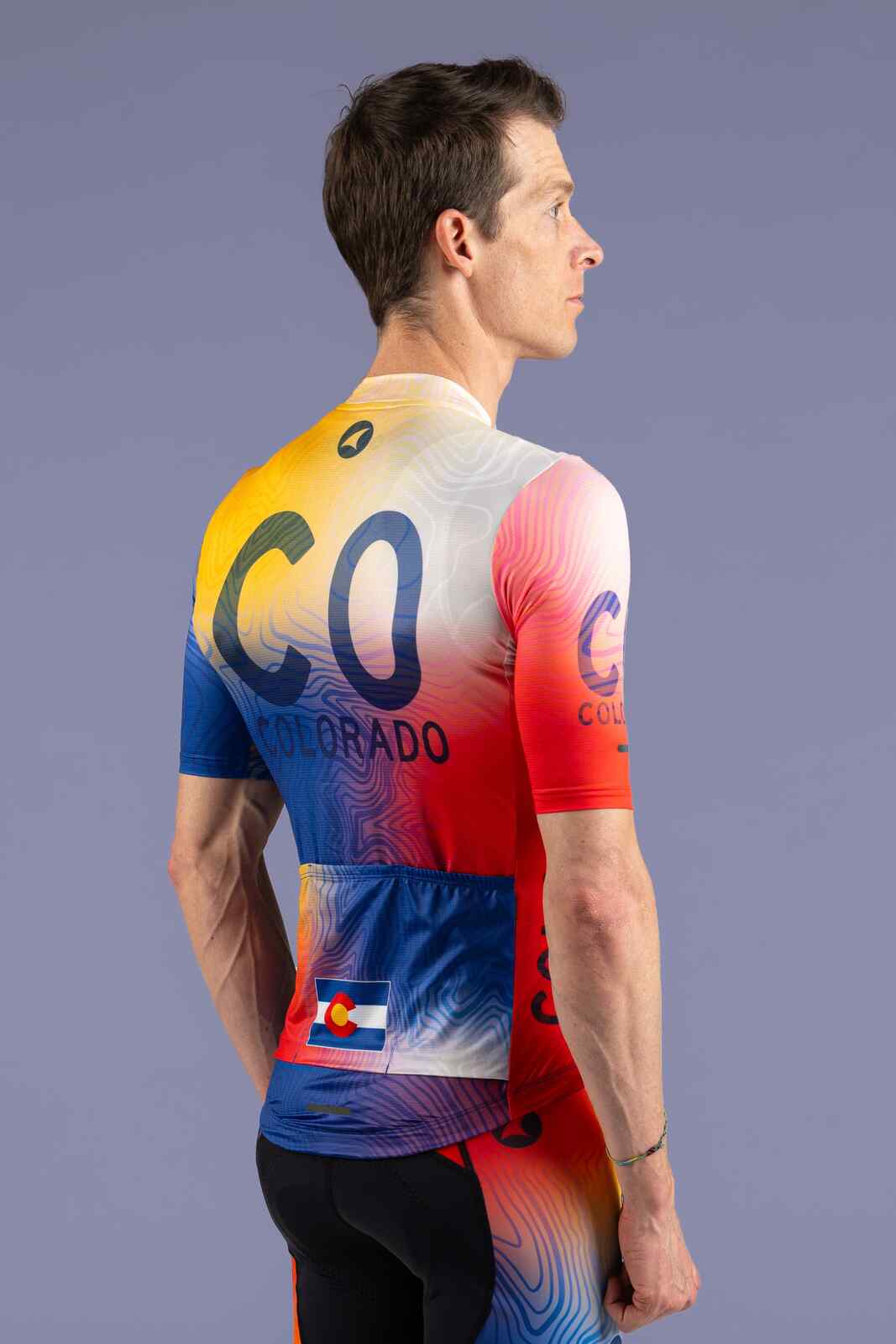 Men's Colorado Flag Cycling Jersey - Ascent Aero Back View
