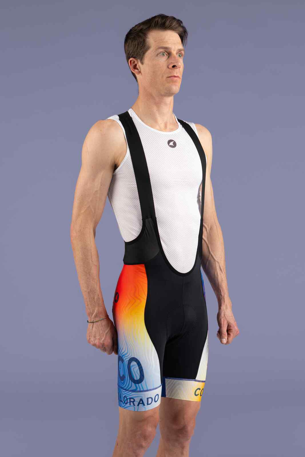 Men's Colorado Flag Cycling Bibs - Ascent Vector Front View