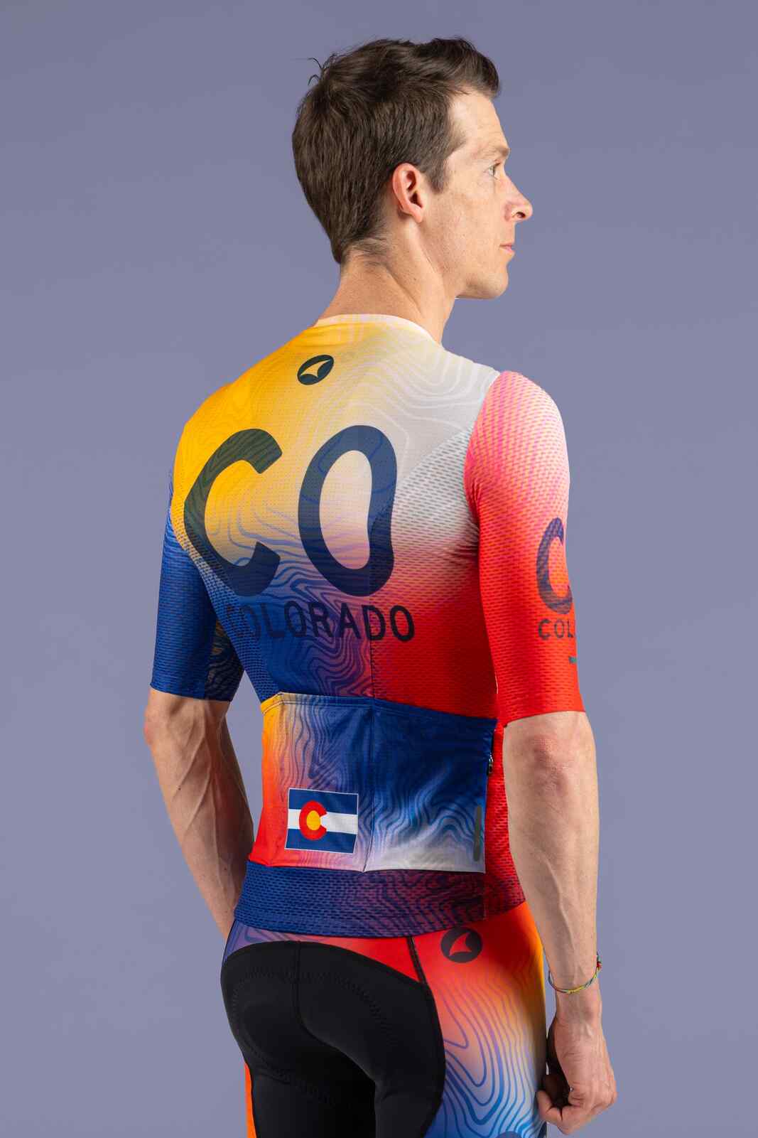 Men's Colorado Flag Mesh Cycling Jersey - Back View