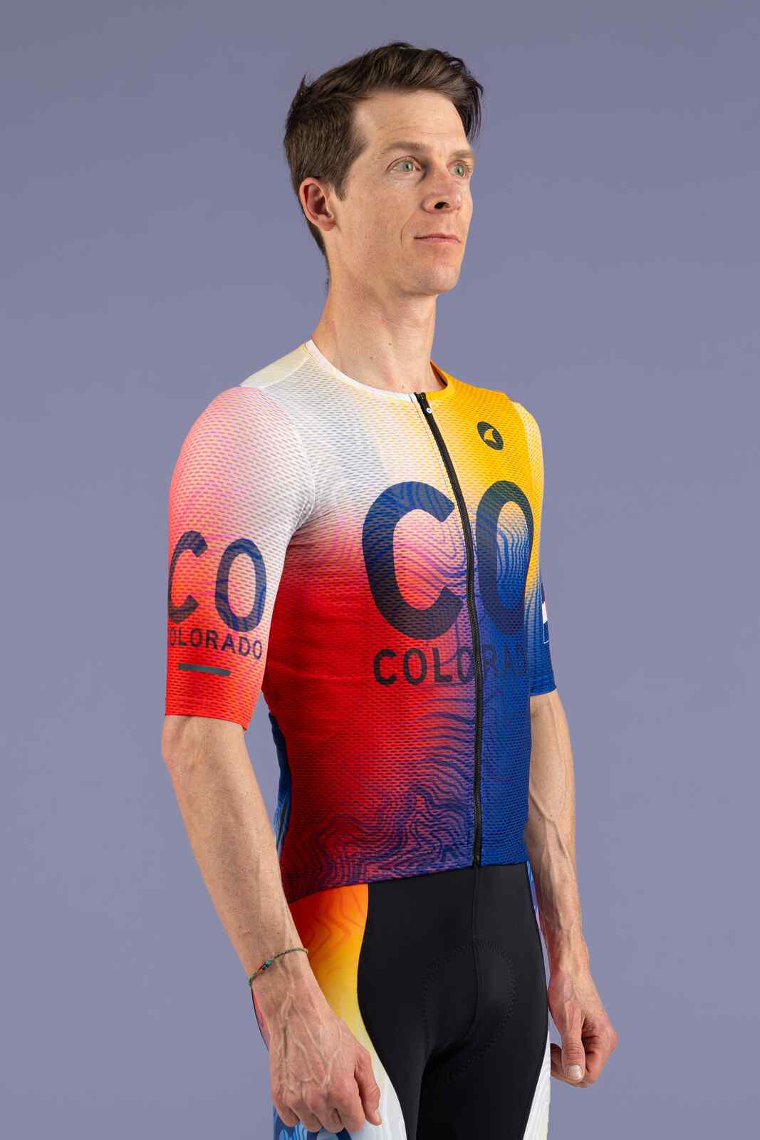 Men's Colorado Flag Mesh Cycling Jersey - Front View