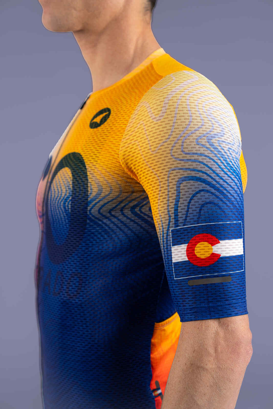 Men's Colorado Flag Mesh Cycling Jersey - Sleeve Close-Up