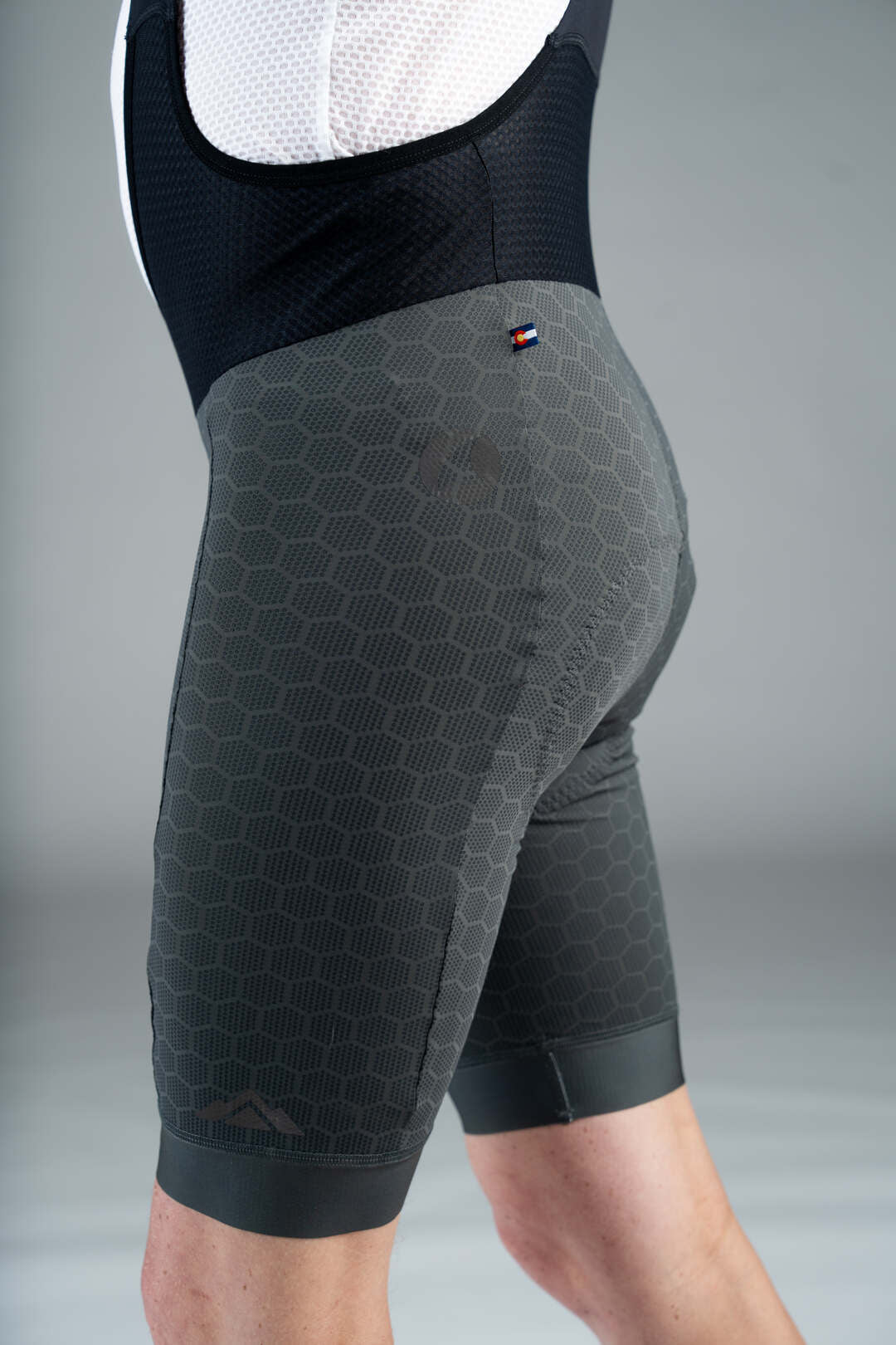 Men's Grey 12-Hour Cycling Bibs - Left Side