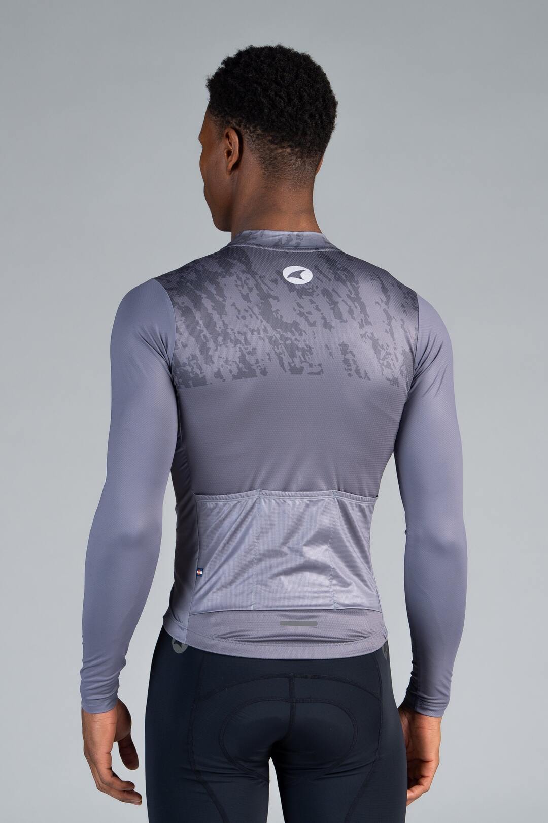 Men's Grey Aero Long Sleeve Cycling Jersey - Back View