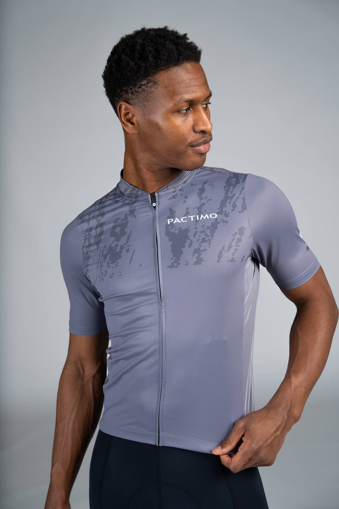 Men's Grey Ascent Cycling Jersey - Front VClose-Up