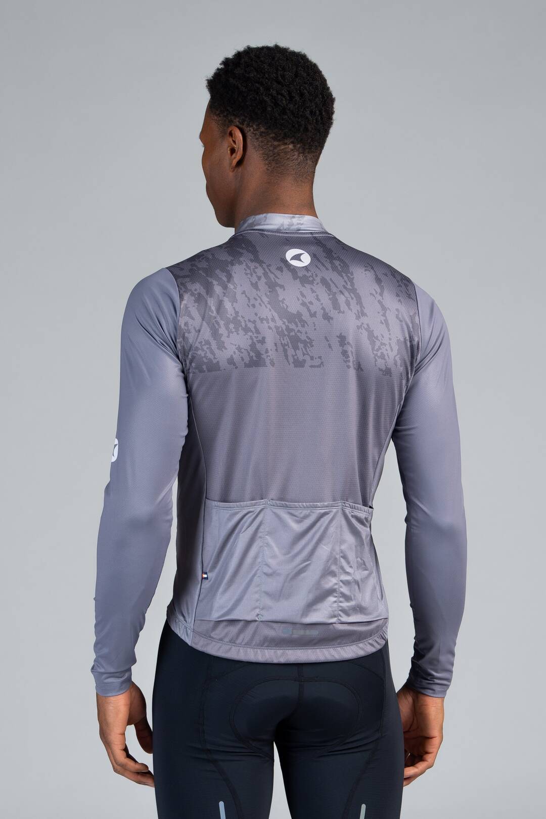 Men's Grey Long Sleeve Bike Jersey - Back View