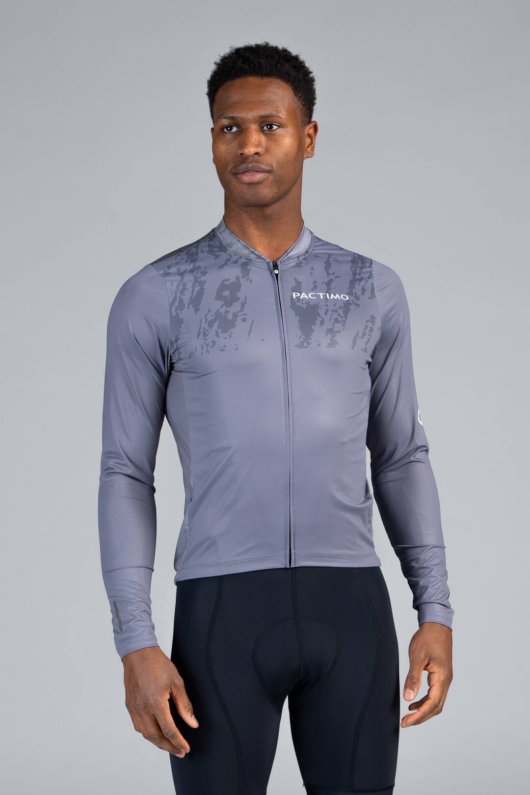 Men's Grey Long Sleeve Bike Jersey - Front View
