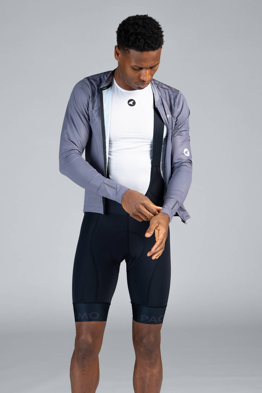 Men's Grey Long Sleeve Bike Jersey - Unzipped