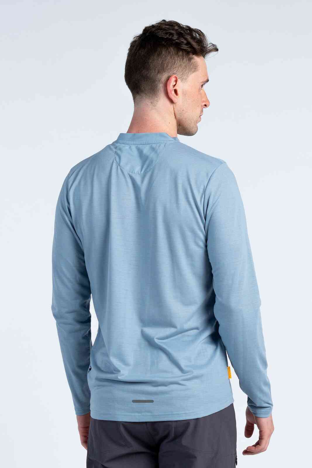 Men's Light Blue Long Sleeve MTB Shirt - Back View