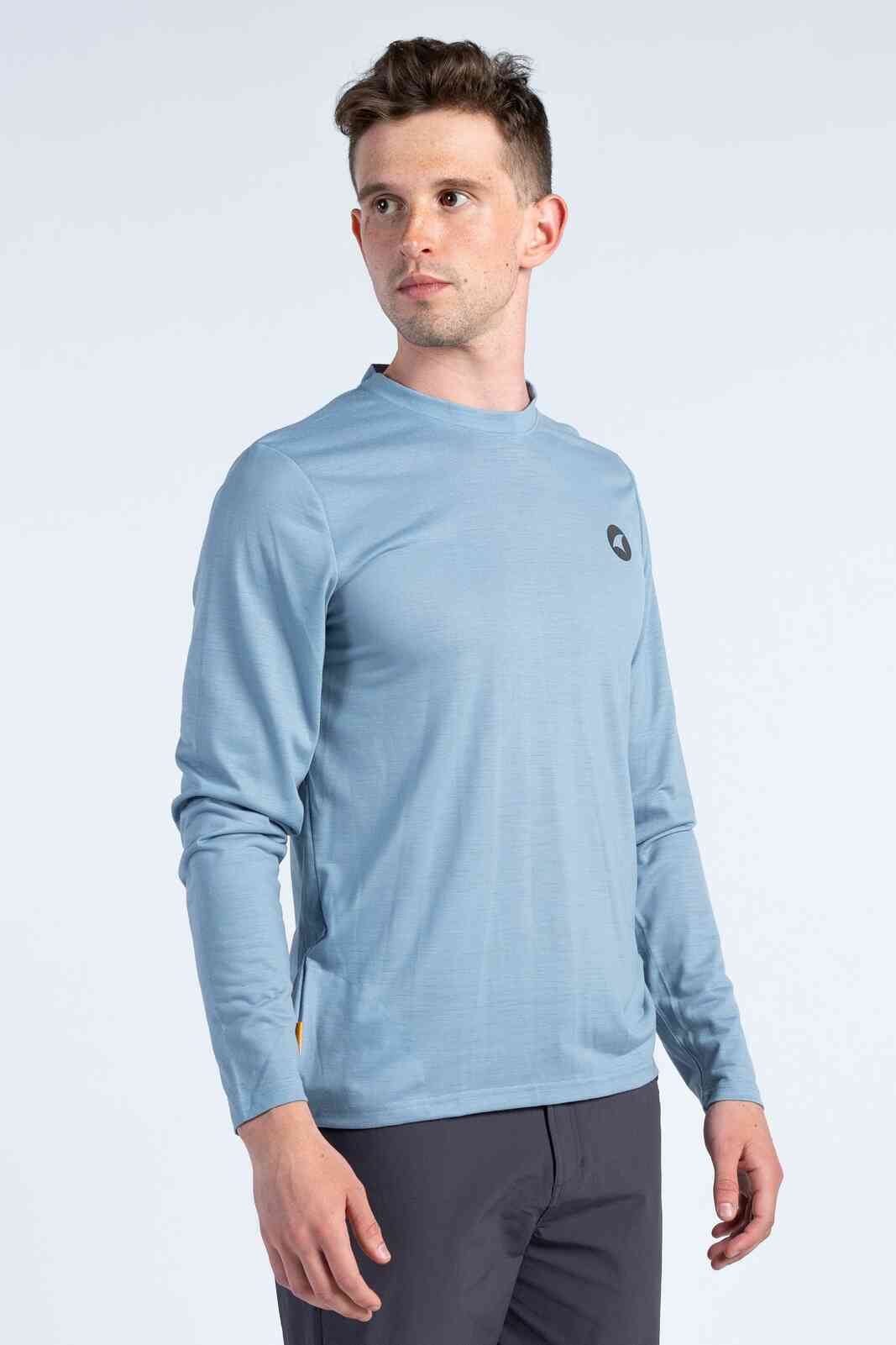 Men's Light Blue Long Sleeve MTB Shirt - Front View