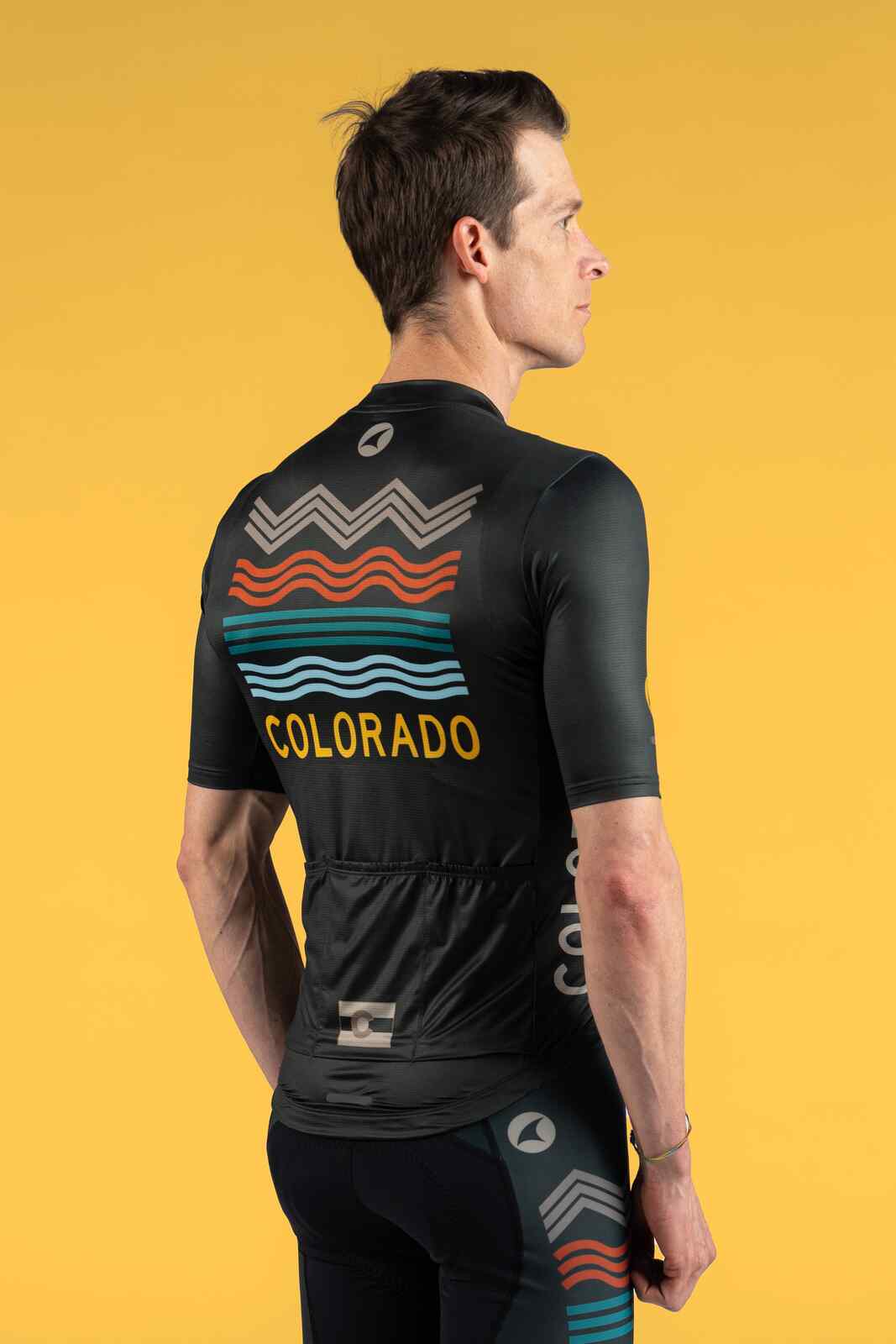 Men's Navy Blue Colorado Cycling Jersey - Back View