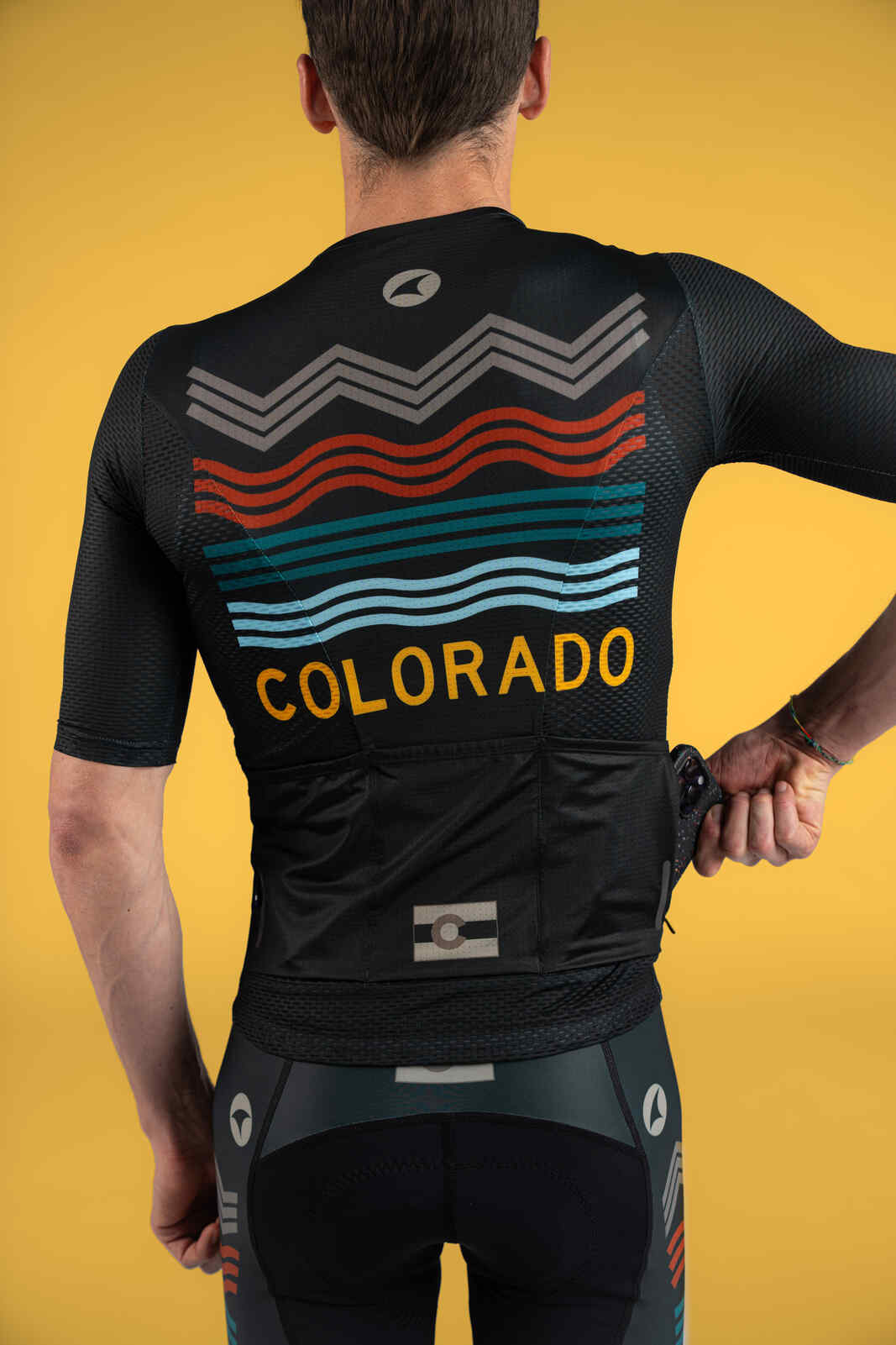 Men's Navy Blue Colorado Mesh Cycling Jersey - Zippered Valuables Pocket
