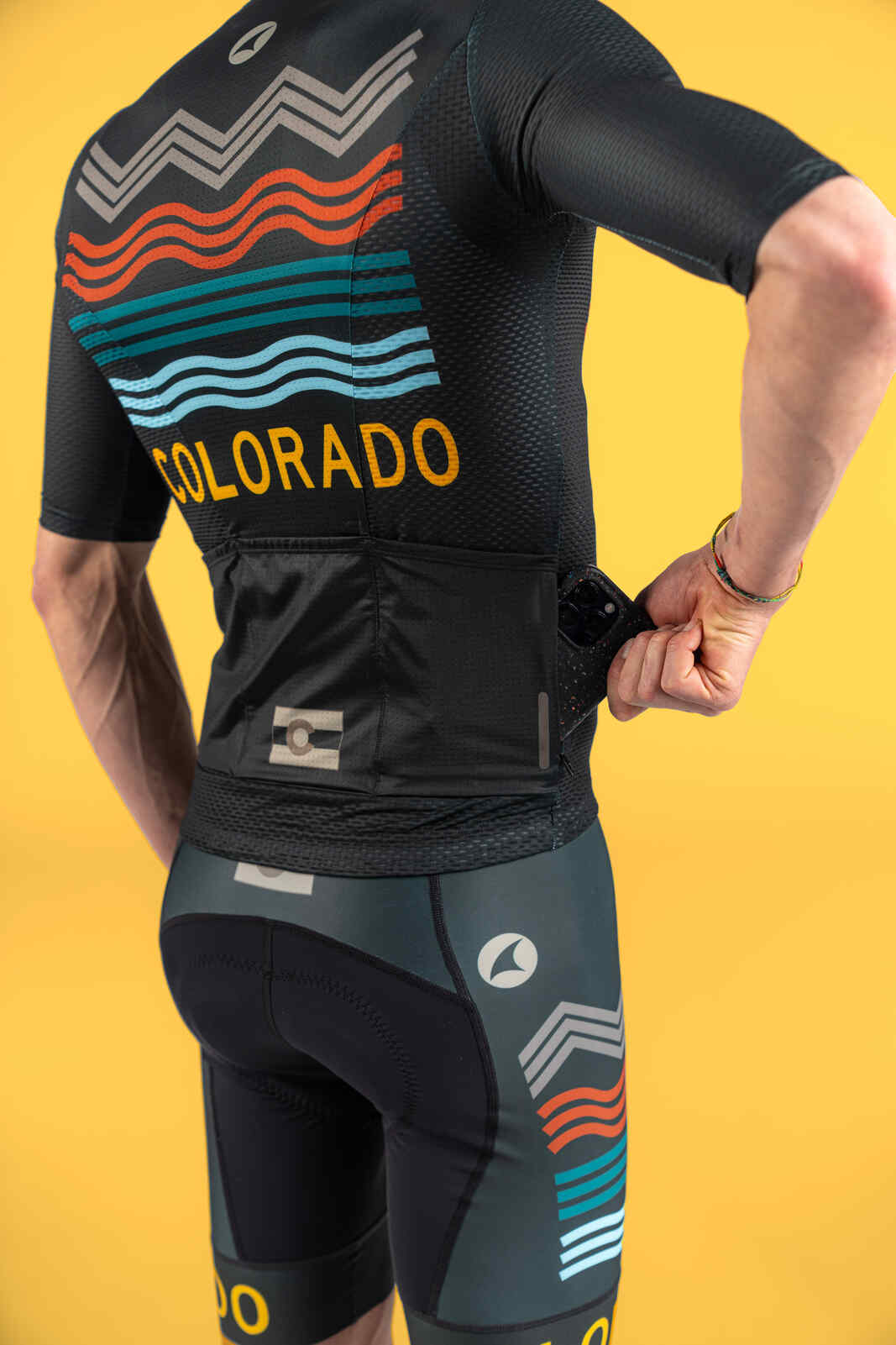 Men's Navy Blue Colorado Mesh Cycling Jersey - Zippered Side Pocket