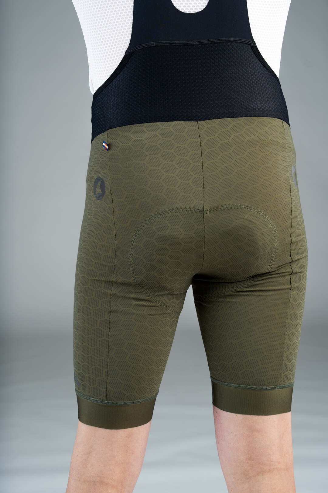 Men's Olive Green 12-Hour Cycling Bib - Back Close-Up
