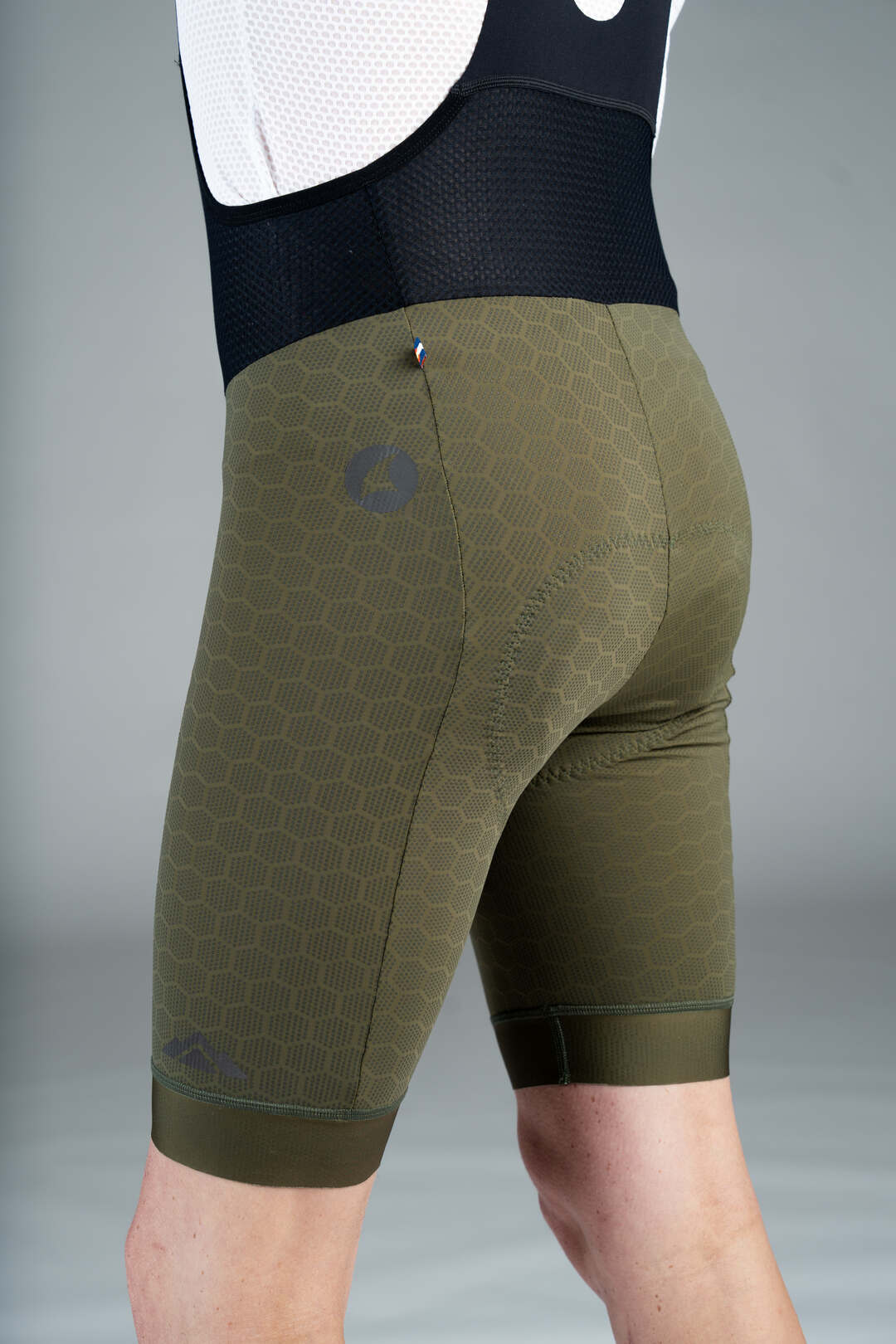 Men's Olive Green 12-Hour Cycling Bib - Side View