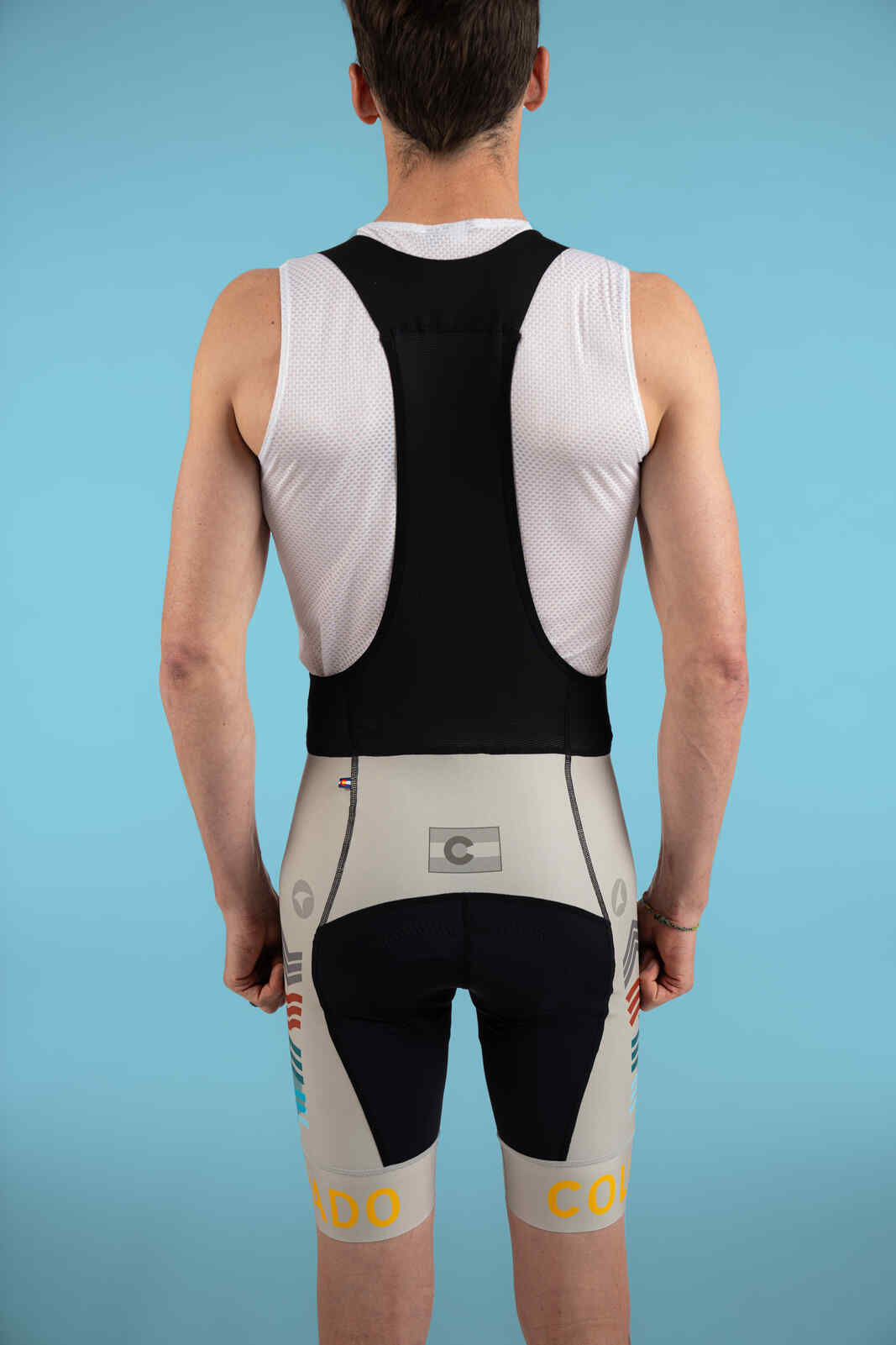 Men's White Colorado Cycling Bibs - Back Uppers
