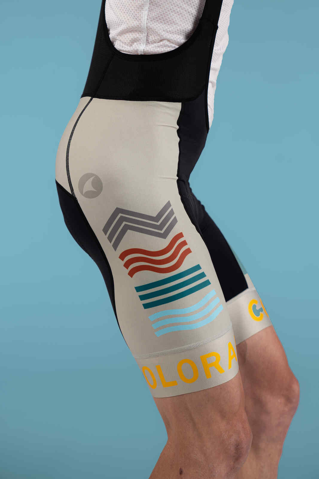 Men's White Colorado Cycling Bibs - Leg Bands