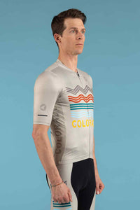 Men's White Colorado Cycling Jersey - Ascent Aero Front View