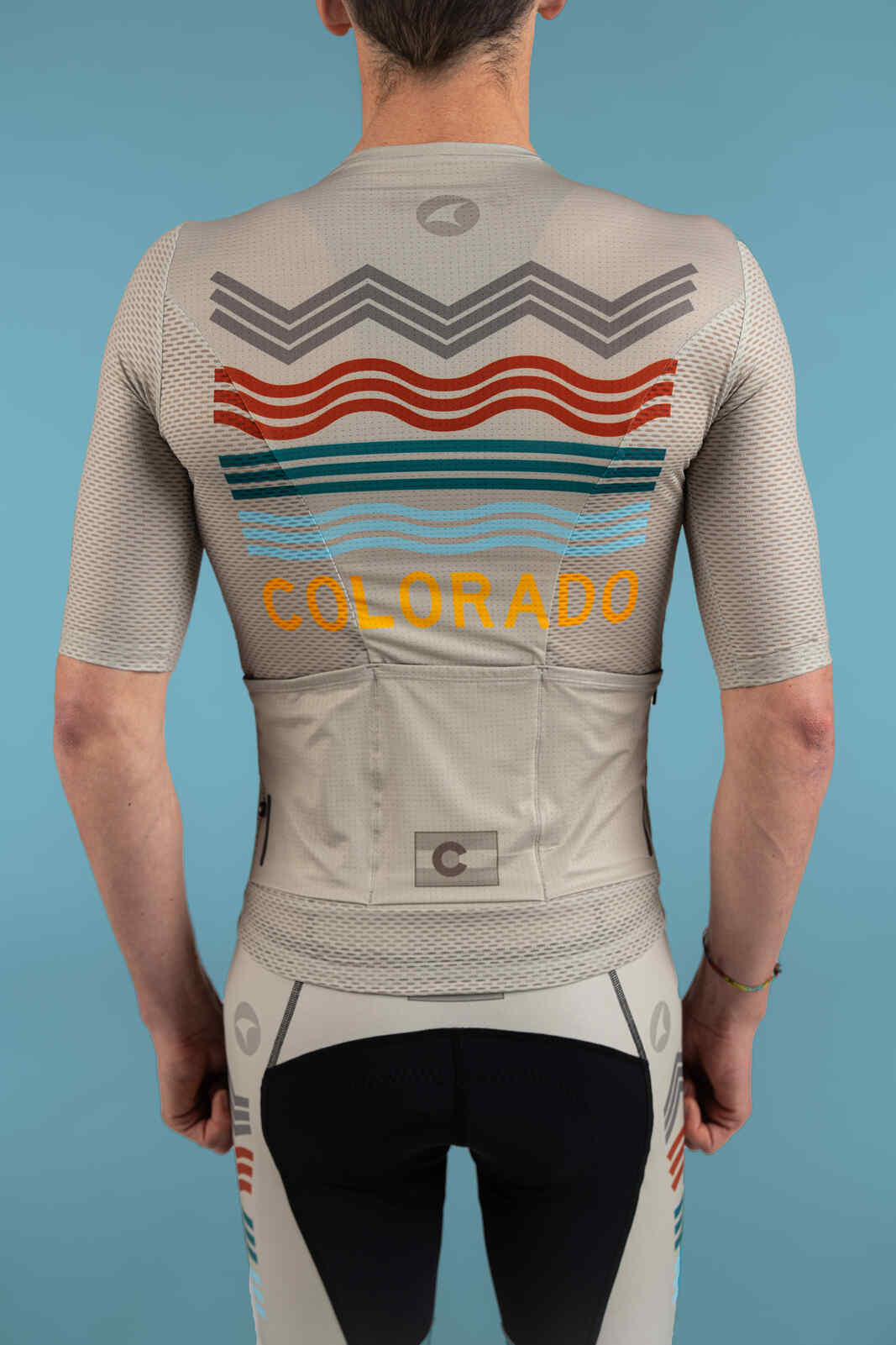 Men's White Colorado Mesh Cycling Jersey - Back Pockets
