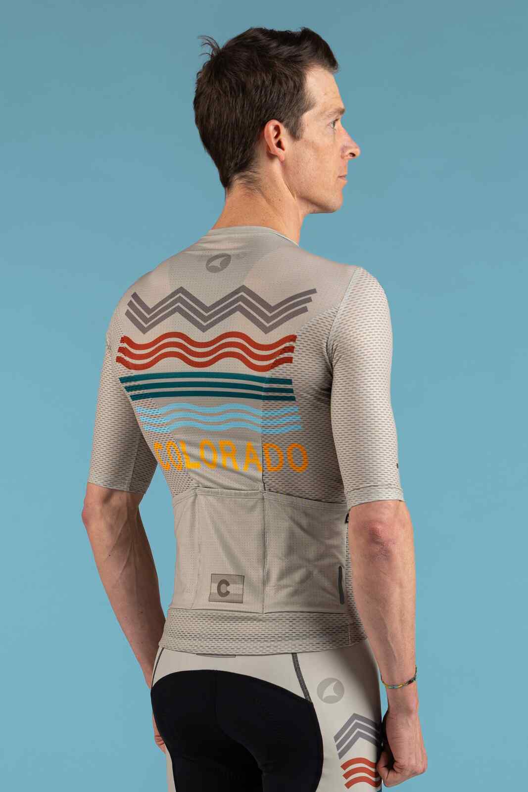 Men's White Colorado Mesh Cycling Jersey - Back View