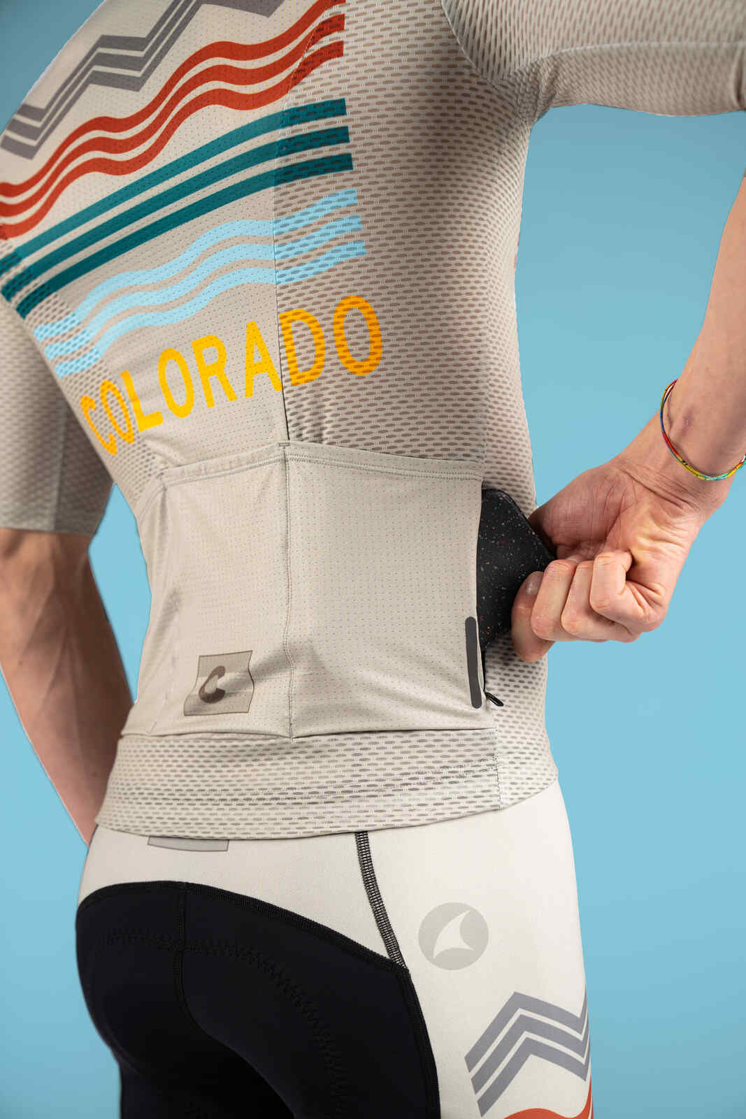 Men's White Colorado Mesh Cycling Jersey - Zippered Valuables Pocket