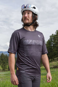 Men's Black Mountain Bike Jersey - Range Trail Front View