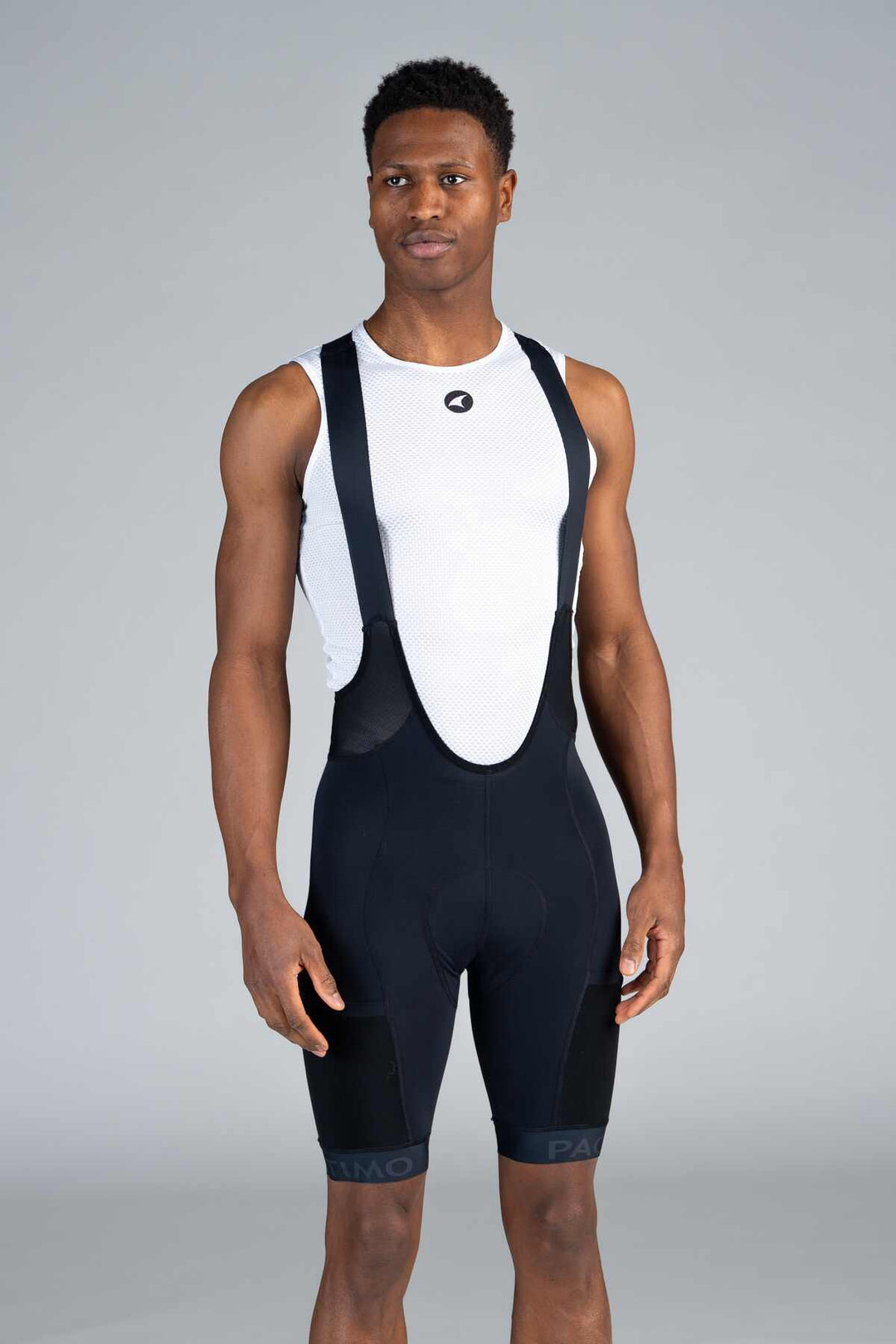Men's Black Cargo Bibs - Ascent Range Front View
