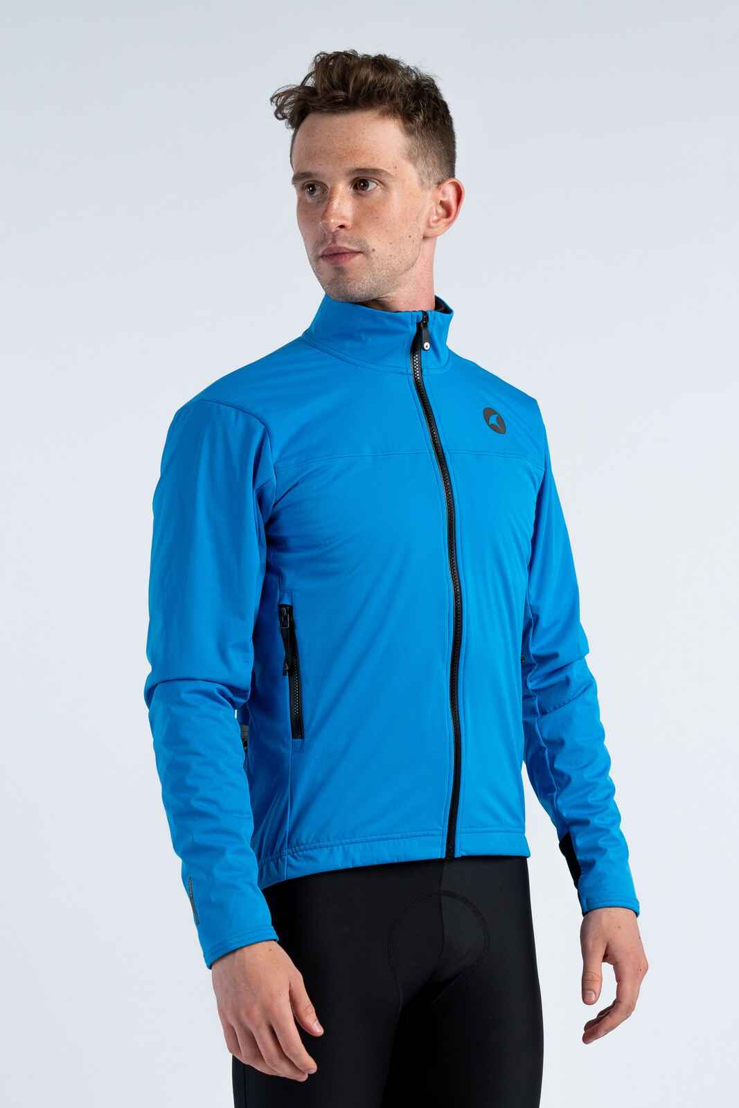 Men's Blue Winter Cycling Jacket - Front View