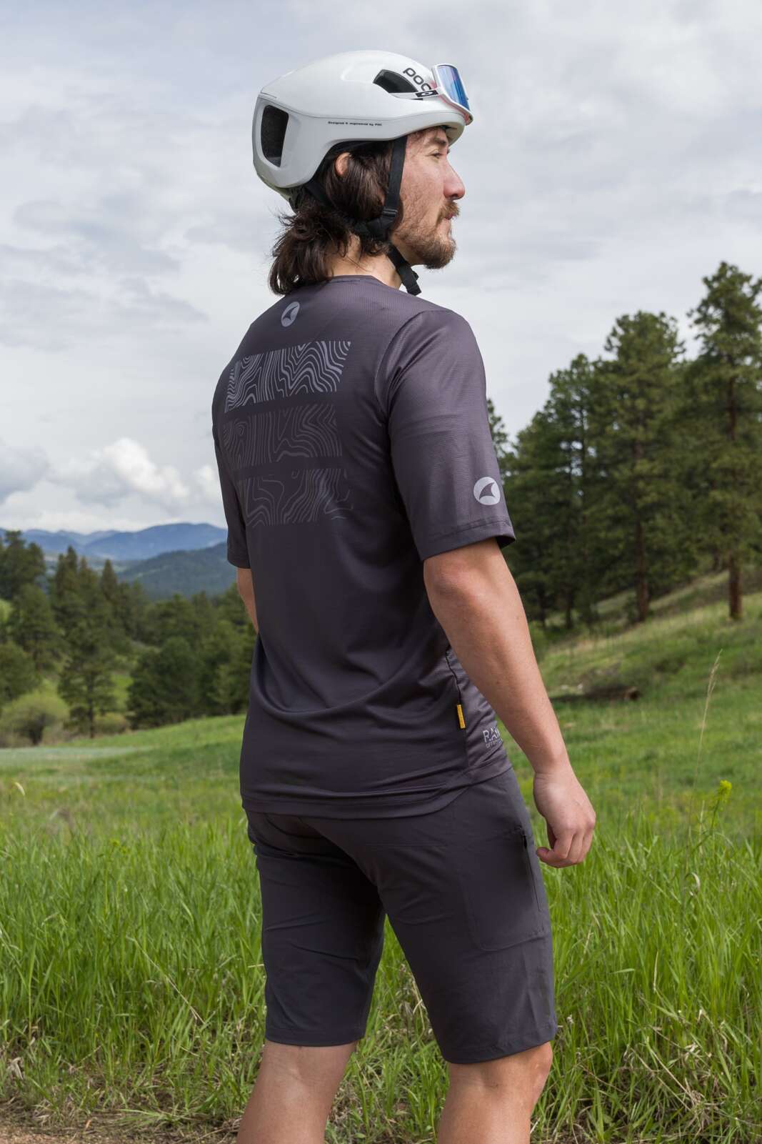 Men's Dark Gray Mountain Bike Shorts - Back View