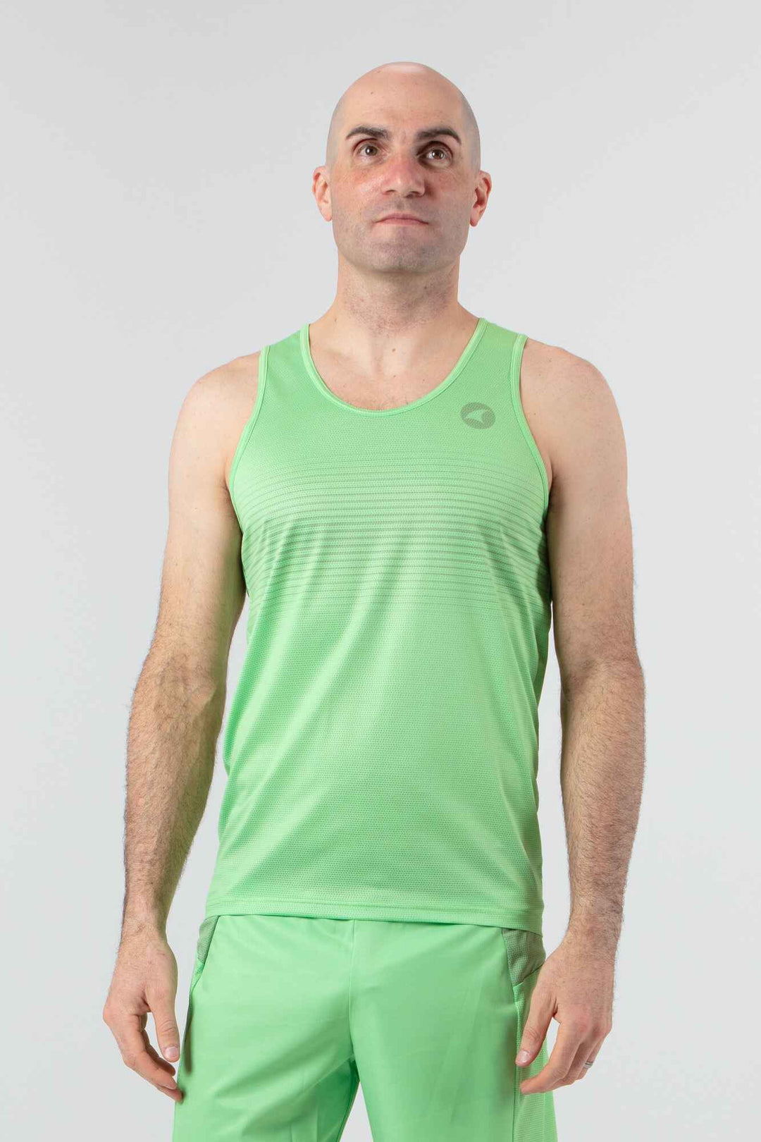Men's Lime Green Running Singlet - Front View