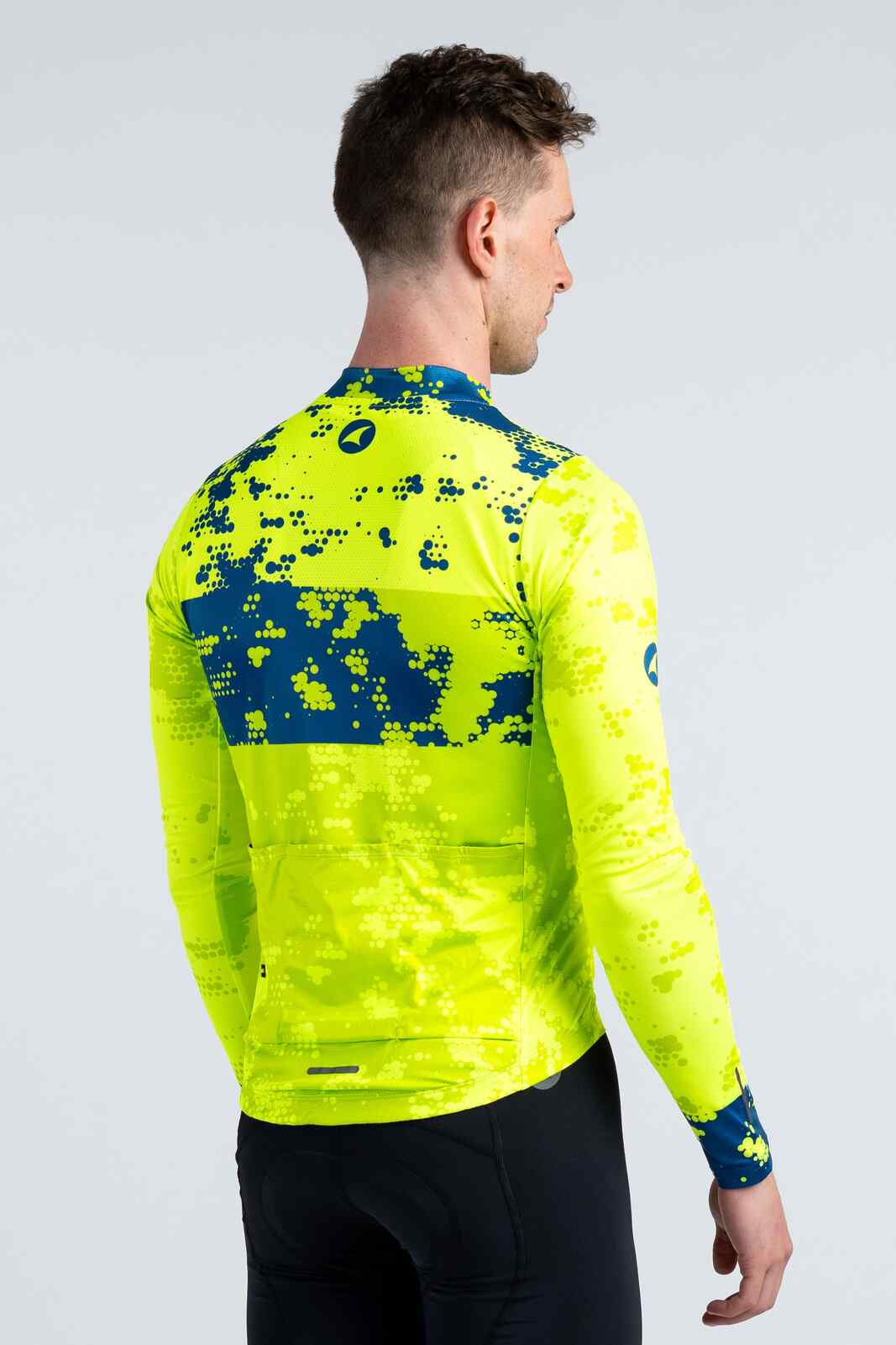 Men's High-Viz Yellow Aero Long Sleeve Cycling Jersey - Back View