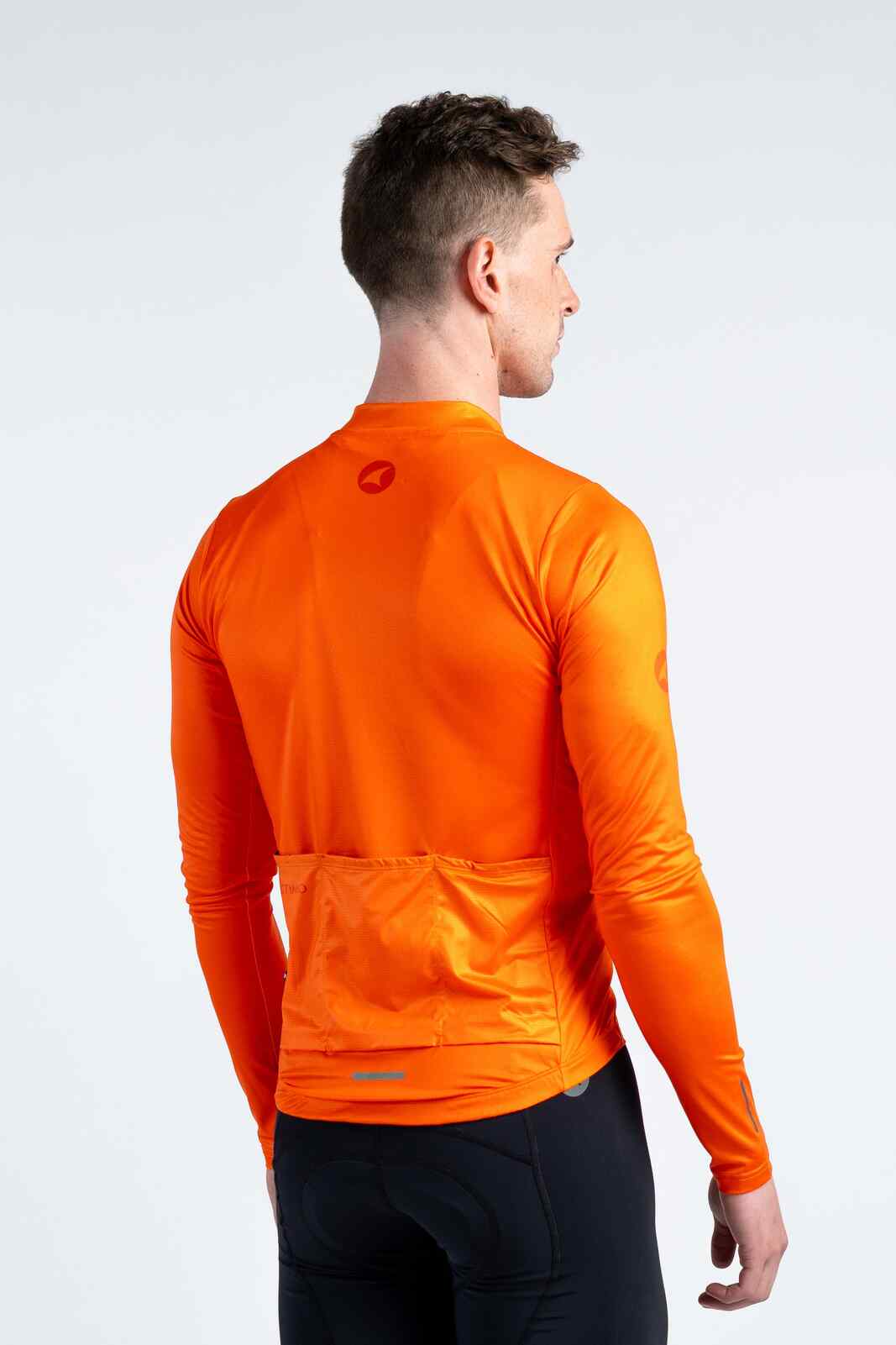 Men's Red/Orange Aero Long Sleeve Cycling Jersey - Back View